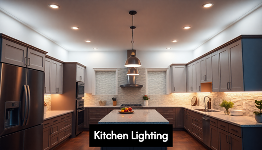 Contemporary kitchen with layering kitchen lighting at dusk