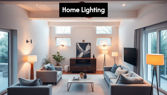 Modern living room with layered lighting and daylight