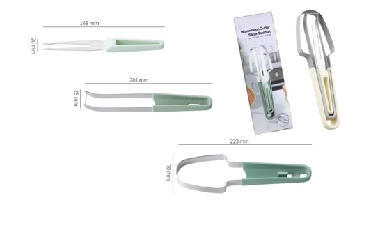  pic of all details for the 3 in 1 watermelon slicer